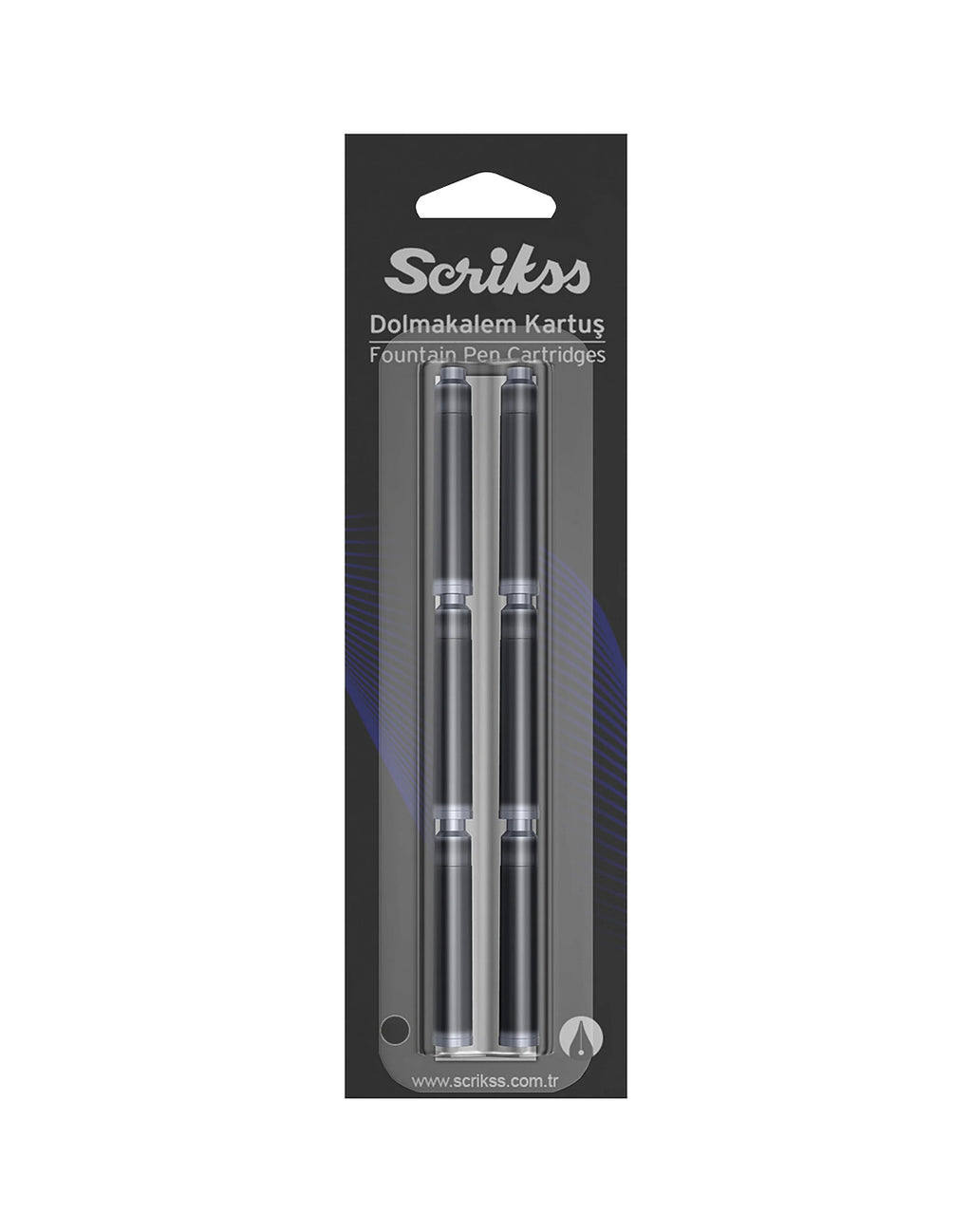 Scrikss Fountain Pen Ink Cartridges Blister / Blue - Black