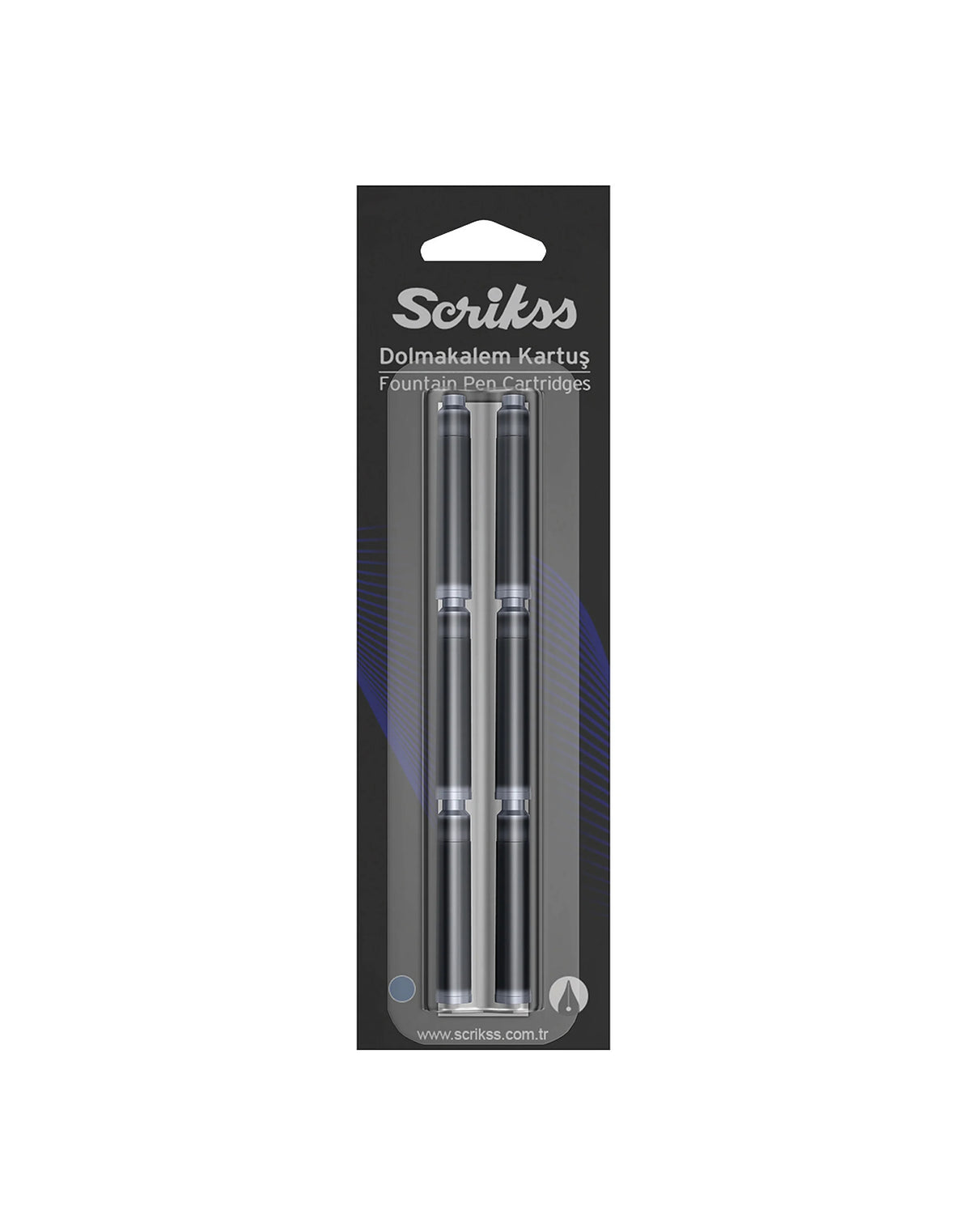 Scrikss Fountain Pen Ink Cartridges Blister / Blue - Black