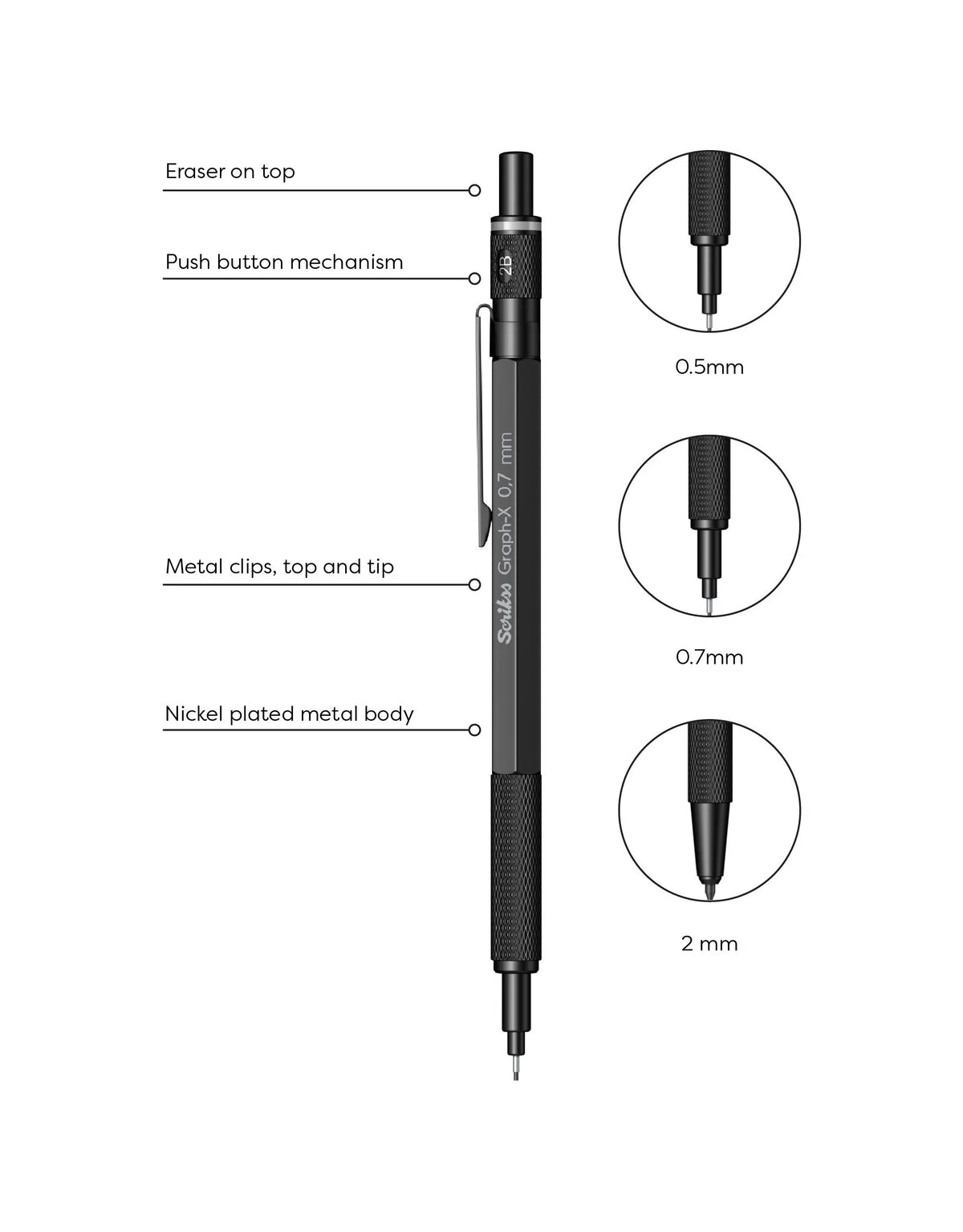 Scrikss Graph-X Mechanical Pencil / 0.5 - 0.7 - 2 mm